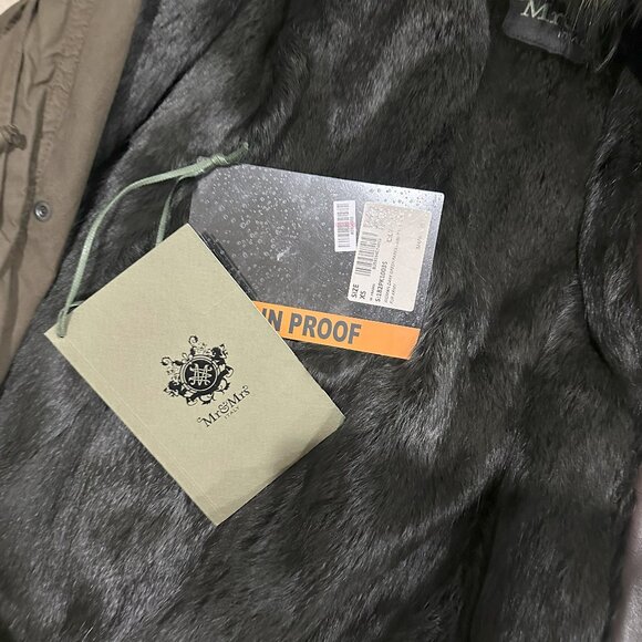Mr. and Mrs Italy Real Fur Lined Army Green Parka Jacket XS - Picture 8 of 11